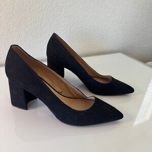 NEW Unisa Block Heels Pumps Women Size 11M Black Faux Suede Pointed Toe
